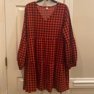 Black and Red Plaid Tunic Dress